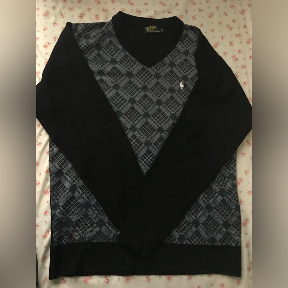 vintage polo ralph lauren dark academia plaid sweater size L